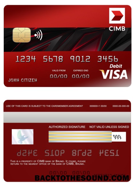 Λήψη Μπρουνέι CIMB Τράπεζα Βίζα Κάρτα Δείγμα δείγμα
