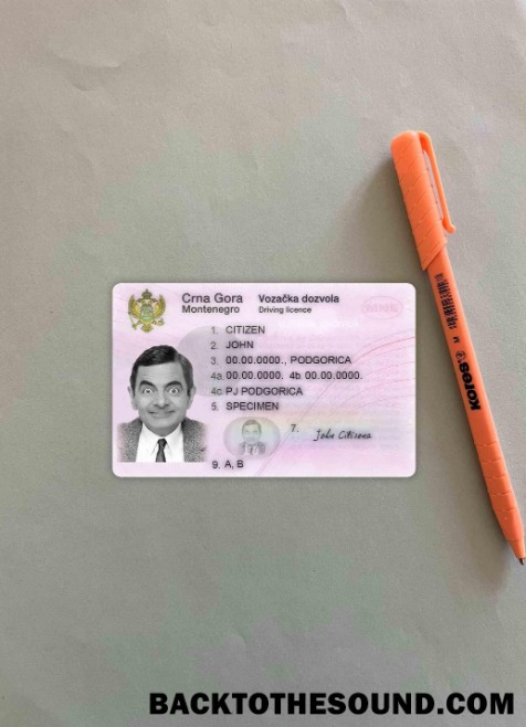Pobierz Czarnogóra Prawo jazdy wygląd zdjęcia Przód Próbka podgląd