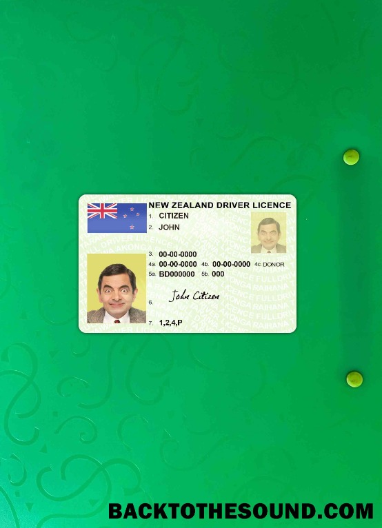 Pobierz Nowa Zelandia zielony Prawo jazdy (fully qualified) wygląd zdjęcia Przód Próbka szablon