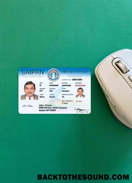 Pobierz Northern Mariana Islands Saipan Prawo jazdy wygląd zdjęcia Przód Próbka szablon