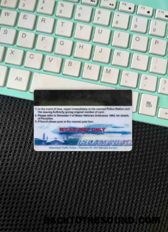 Pobierz Pakistan (Islamabad) Prawo jazdy Wersja 2 wygląd zdjęcia Tył Próbka szablon