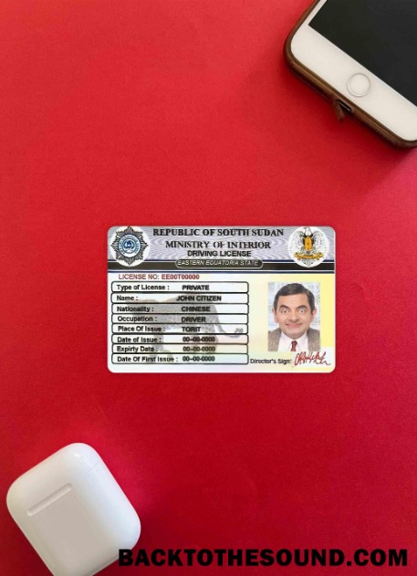 Pobierz Sudan Południowy Prawo jazdy wygląd zdjęcia Przód Próbka makieta