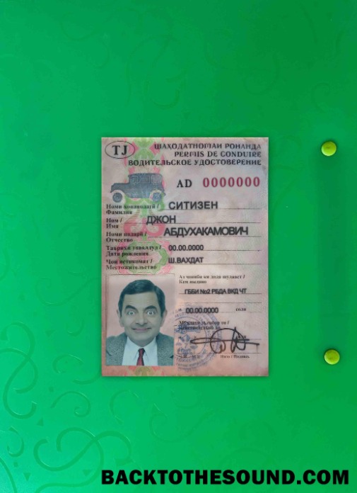 Pobierz Tadżykistan Prawo jazdy wygląd zdjęcia Przód Próbka próbka