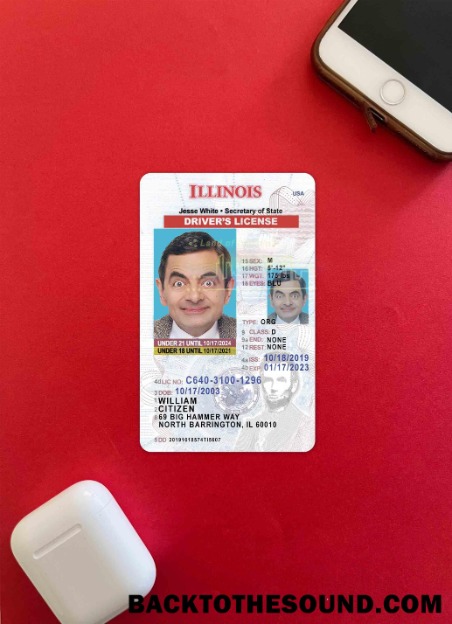 Pobierz USA Illinois Prawo jazdy under 21 wygląd zdjęcia Przód Próbka projekt