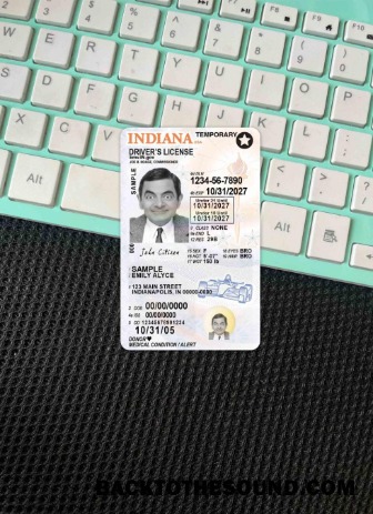 Pobierz USA Indiana Prawo jazdy under 21 wygląd zdjęcia Przód Próbka próbka