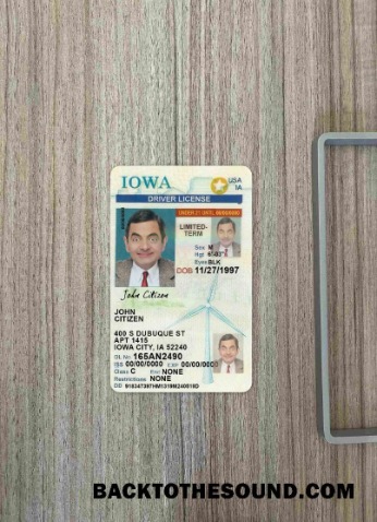 Pobierz USA Iowa Prawo jazdy under 21 wygląd zdjęcia Przód Próbka szablon