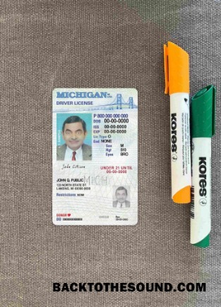 Pobierz USA Michigan Prawo jazdy under 21 wygląd zdjęcia Przód Próbka makieta