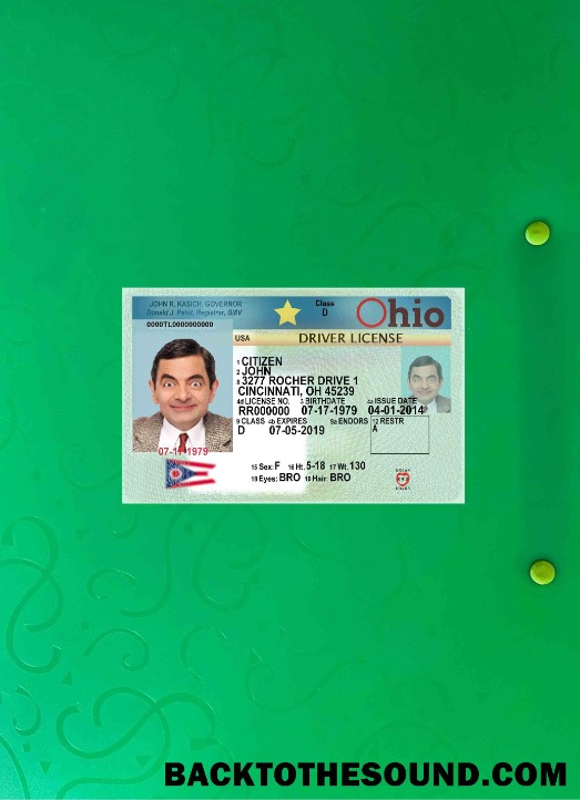 Pobierz USA Ohio Prawo jazdy 2018 Obecny wygląd zdjęcia Przód Próbka próbka