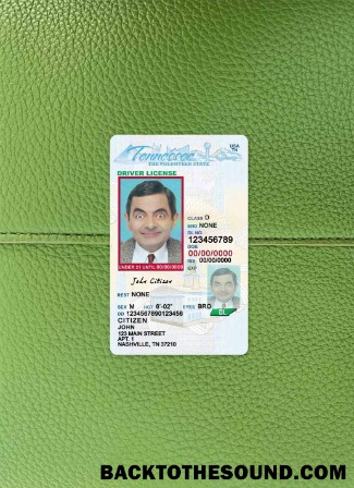 Pobierz USA Tennessee Prawo jazdy under 21 wygląd zdjęcia Przód Próbka projekt