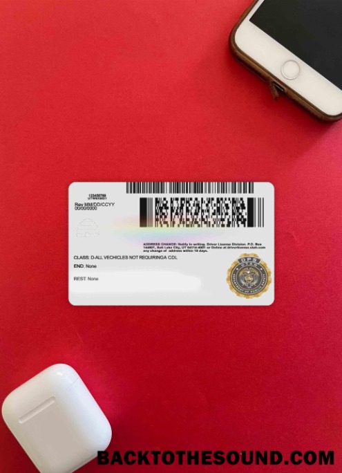 Pobierz USA Utah Prawo jazdy 2021 Obecny wygląd zdjęcia Tył Próbka makieta