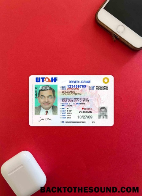 Pobierz USA Utah Prawo jazdy 2021 Obecny wygląd zdjęcia Przód Próbka projekt