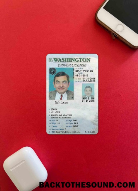 Pobierz USA Washigton Prawo jazdy under 21 wygląd zdjęcia Przód Próbka szablon