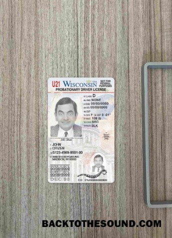 Pobierz USA Wisconsin Prawo jazdy under 21 wygląd zdjęcia Przód Próbka projekt