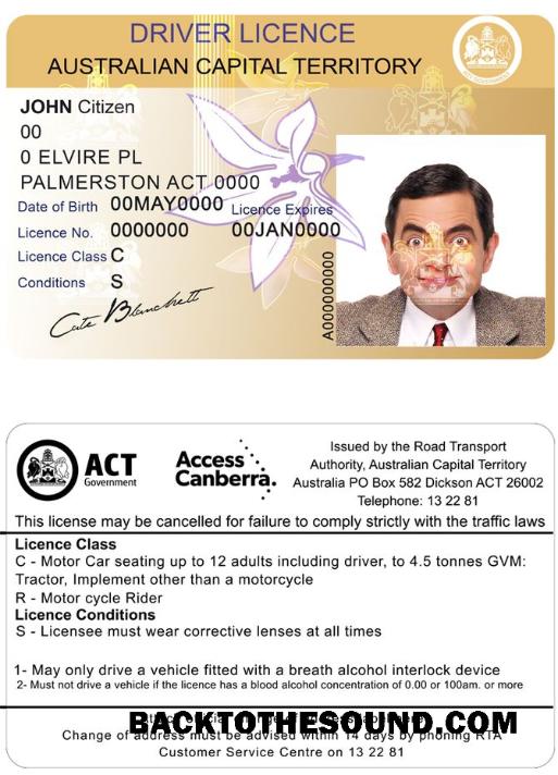 Scarica Australia Capital state Patente di guida Campione anteprima