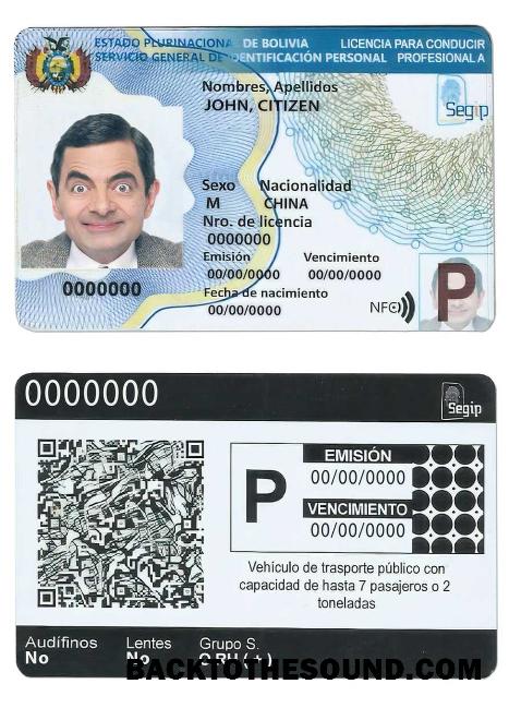Scarica Bolivia Patente di guida in PSD Formato,fully Modificabile(2017present) Campione anteprima