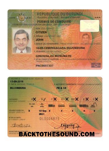 Scarica Burundi Patente di guida Campione modello