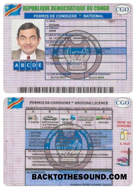 Scarica Congo Patente di guida Versione 2 Campione modello