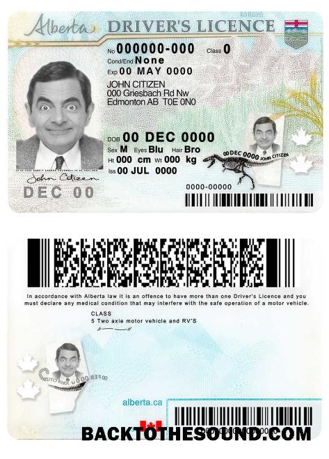 Scarica Canada Alberta province Patente di guida Campione design