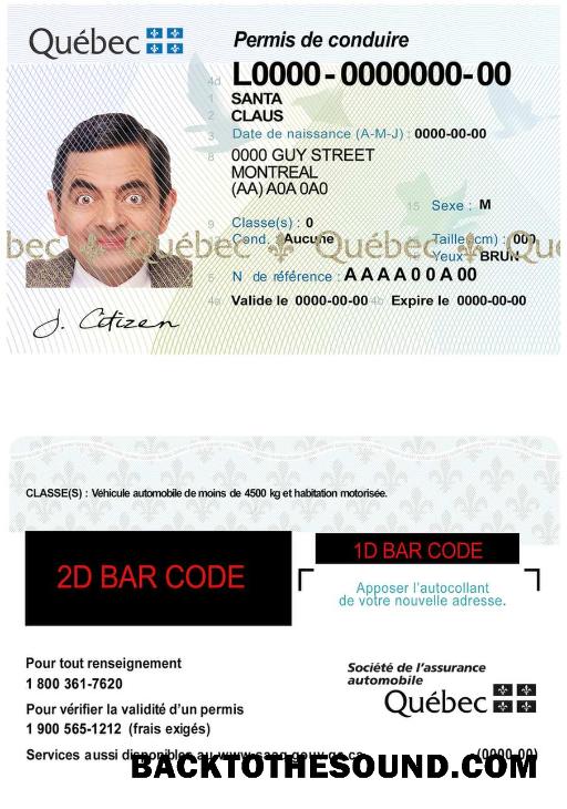Scarica Canada Quebec Patente di guida Campione design