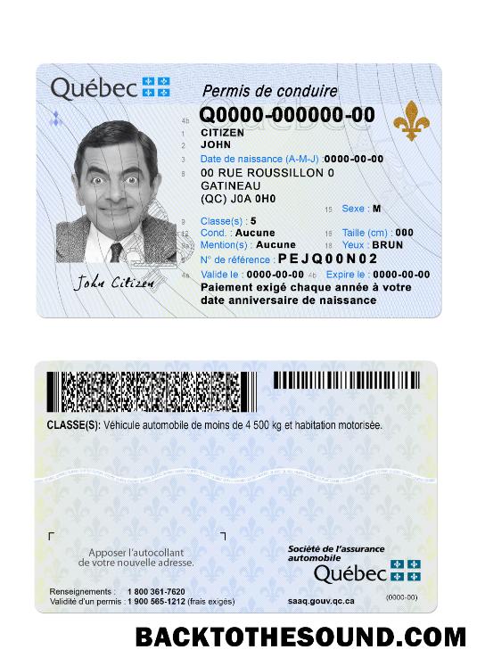 Scarica Canada Quebec Nuovo Patente di guida Campione design