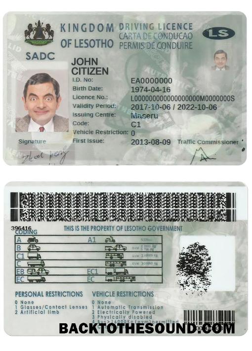 Scarica Lesotho Patente di guida Campione mockup