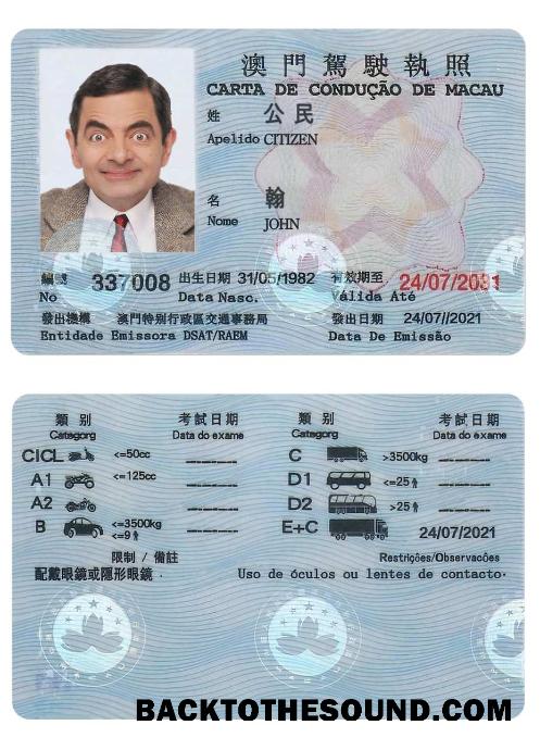 Scarica Macao Patente di guida Campione modello