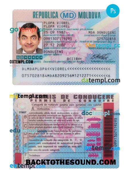Scarica Moldavia Patente di guida Campione mockup