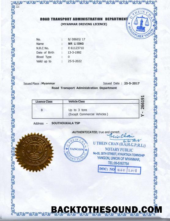 Scarica Myanmar Patente di guida Campione modello