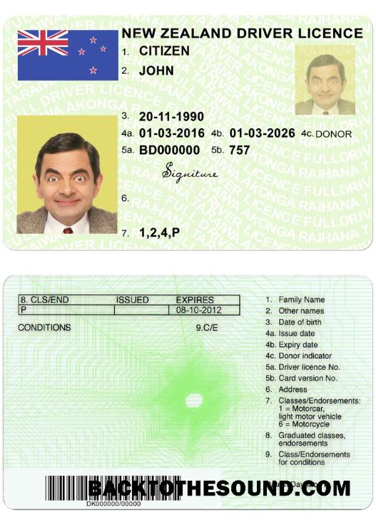 Scarica Nuova Zelanda verde Patente di guida (fully qualified) Campione campione