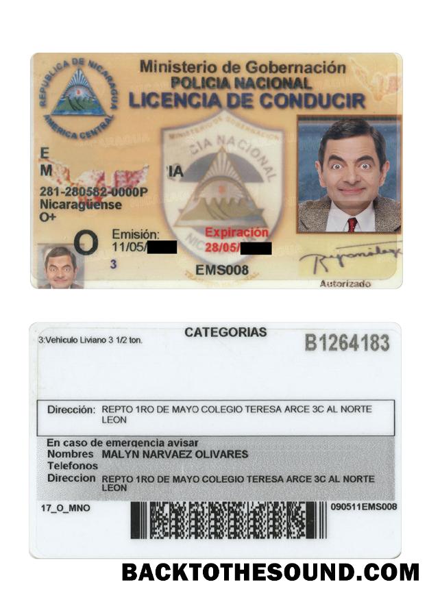 Scarica Nicaragua Patente di guida Campione modello