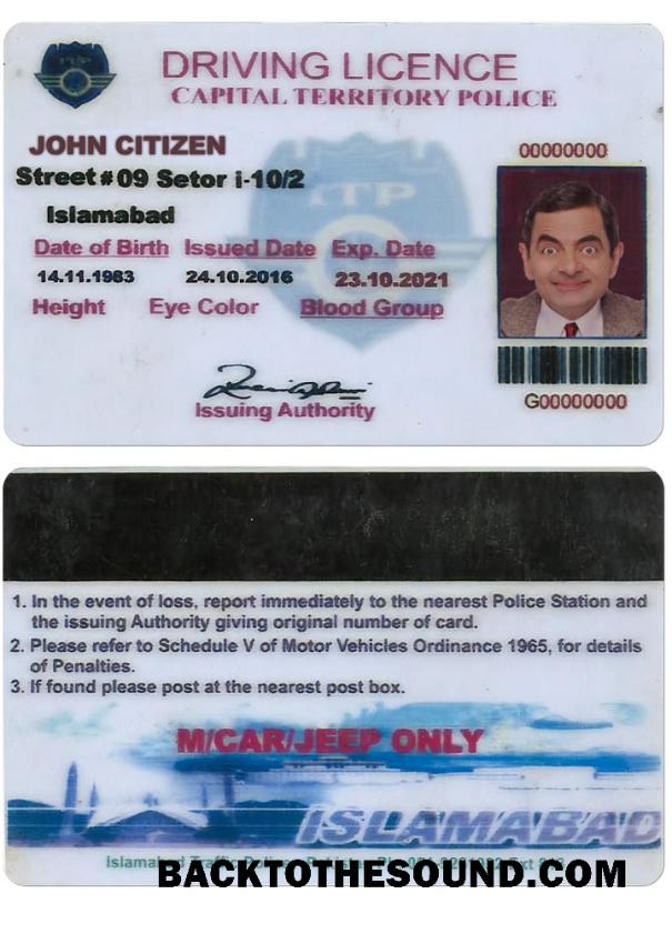 Scarica Pakistan (ISLAMABAD) Patente di guida Versione 2 Campione campione