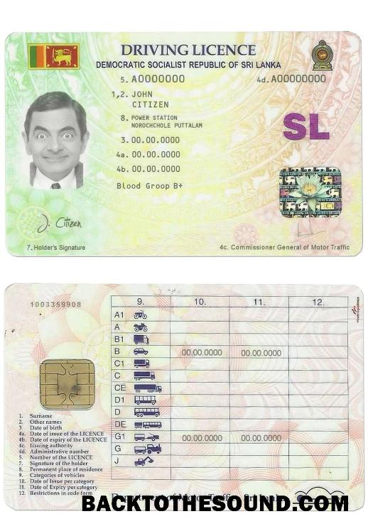 Scarica Sri Lanka Patente di guida Campione modello