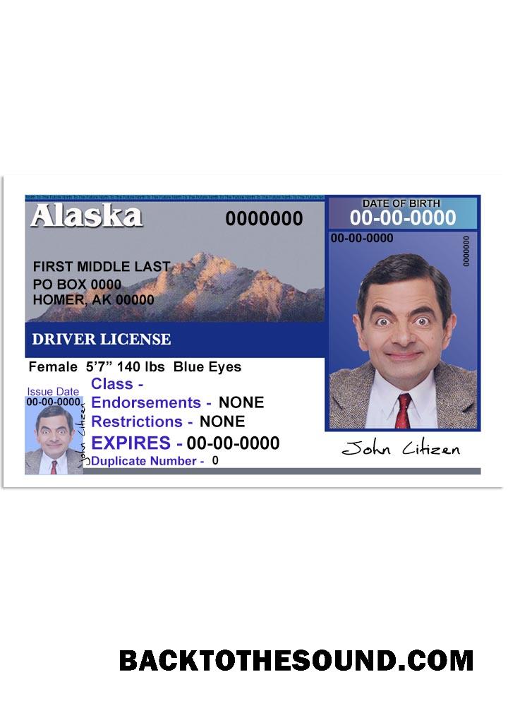 Scarica USA Alaska Patente di guida Versione 2 (Fronte) Campione mockup