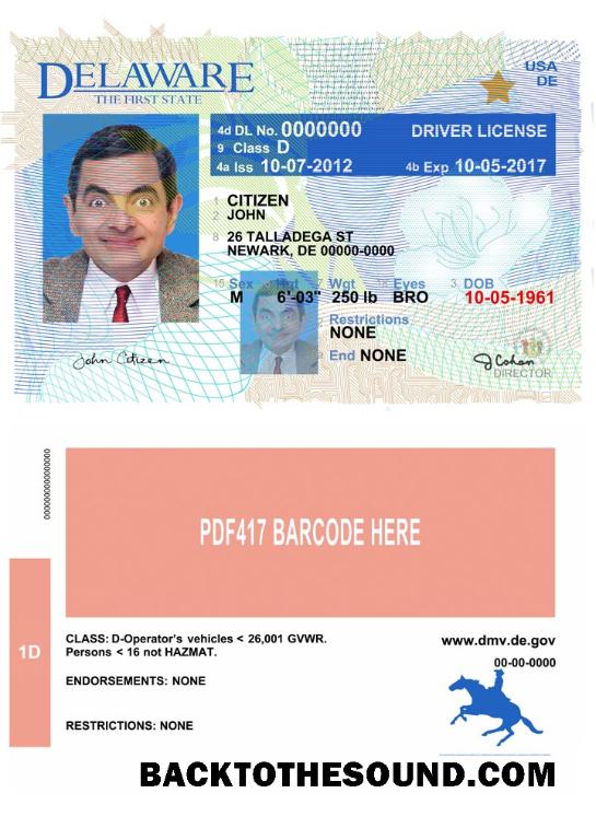 Scarica USA Delaware Patente di guida Versione 2 Campione campione