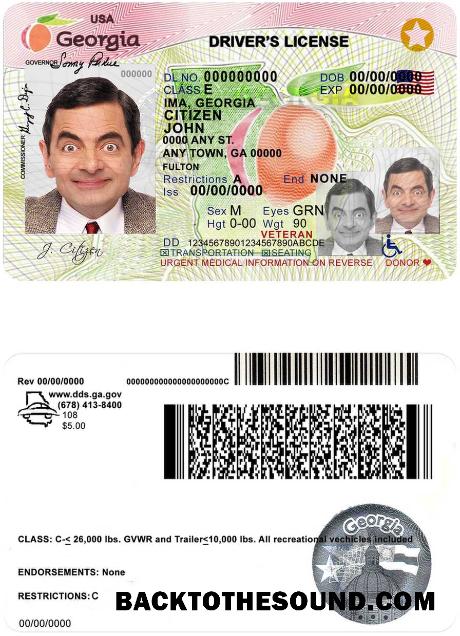 Scarica USA Georgia Patente di guida (2017 2019) Campione design
