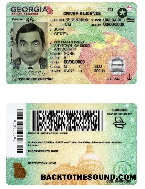 Scarica USA Georgia Patente di guida in PSD Formato (2019 – Presente) Campione campione