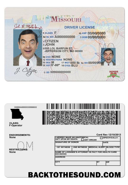 Scarica USA Missouri Patente di guida Campione modello