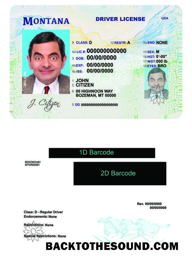 Scarica USA Montana Patente di guida Campione modello