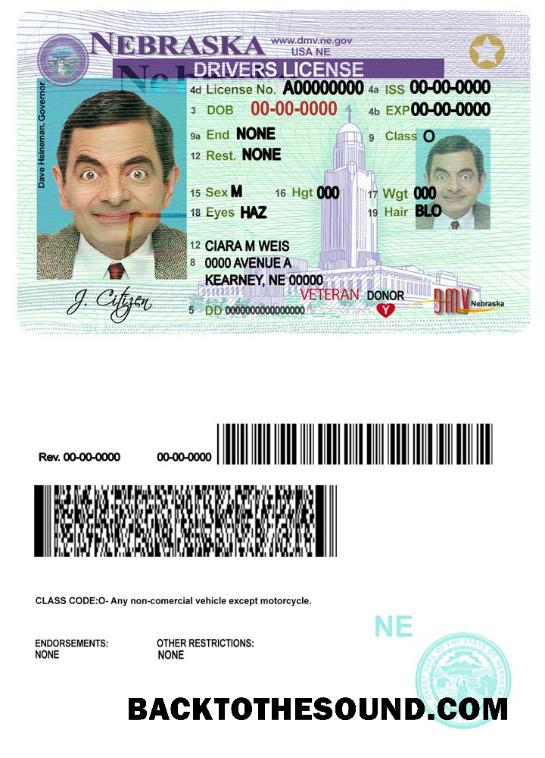 Scarica USA Nebraska Patente di guida Campione design