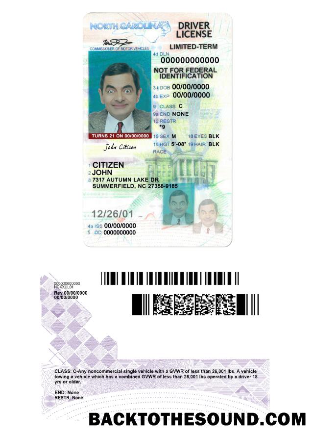 Scarica USA North Carolina Patente di guida under 21 Campione design