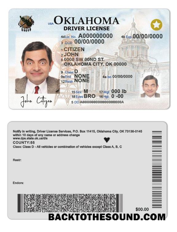 Scarica USA Oklahoma Patente di guida in PSD Formato, fully Modificabile (2020 – Presente) Campione anteprima