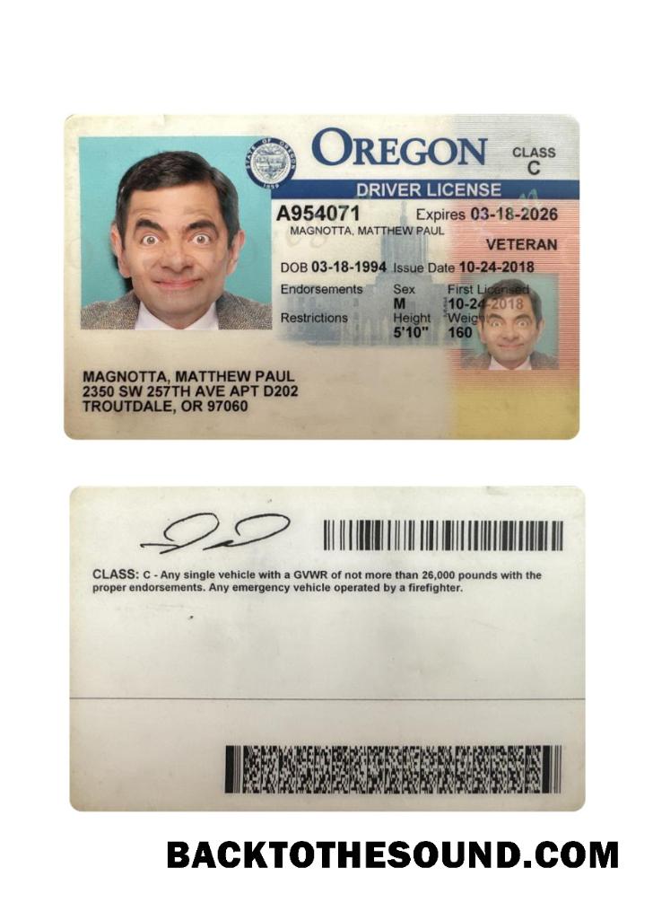 Scarica USA Oregon Patente di guida 2018 Presente Campione campione