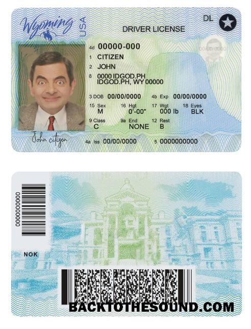 Scarica USA Wyoming state Patente di guida in PSD Formato, with all fonts (2020 – Presente) Campione design