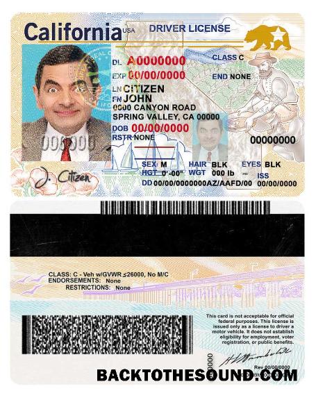 Scarica USA state California Patente di guida in PSD Formato (2018, January – Presente) Campione modello