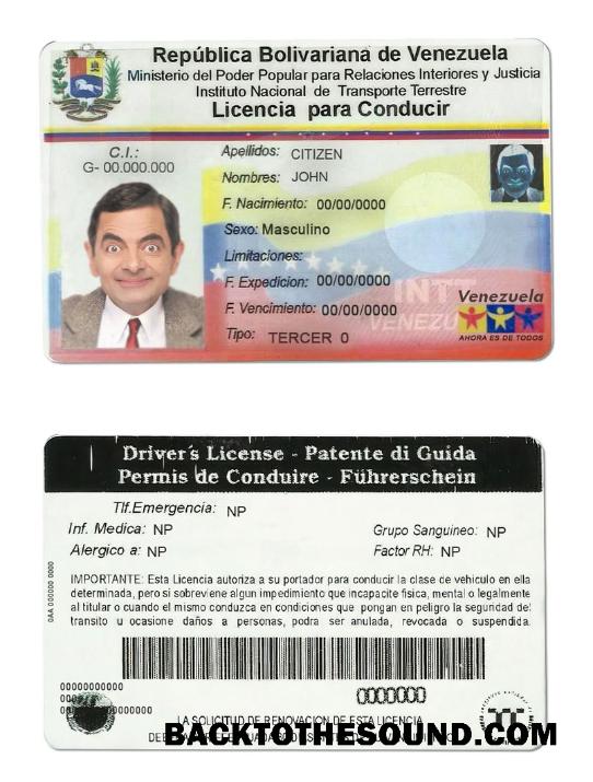 Scarica Venezuela Patente di guida Campione modello