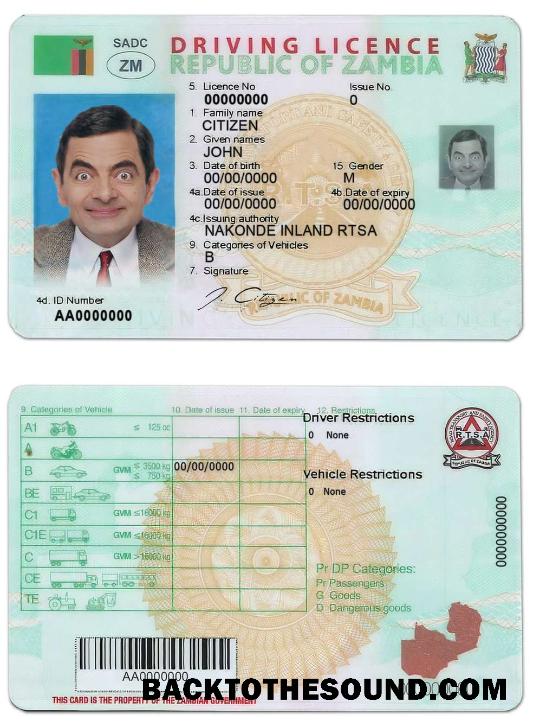 Scarica Zambia Patente di guida Campione modello