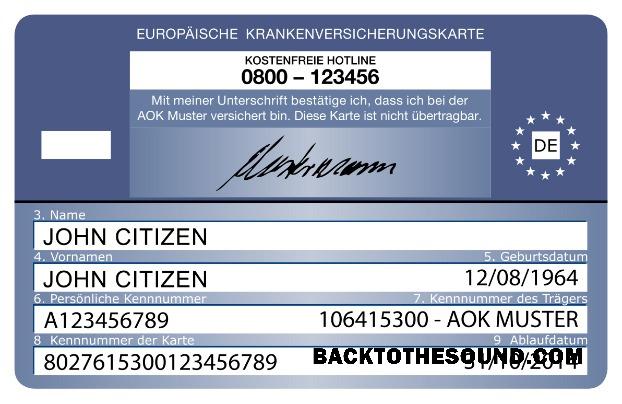 Scarica Danimarca european Salute Assicurazione Carta Campione modello