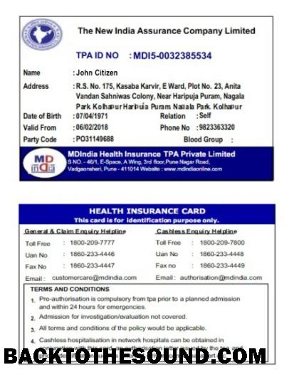 Scarica India The Nuovo India assurance Azienda limited Salute Assicurazione Carta Campione design