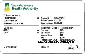 Scarica Saskatchewan Salute Assicurazione Carta Campione modello