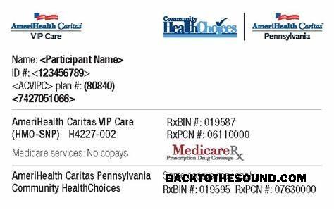 Scarica USA Pennsylvania AmeriHealth Caritas Salute Assicurazione Carta Campione modello